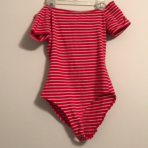 red and white striped bodysuit